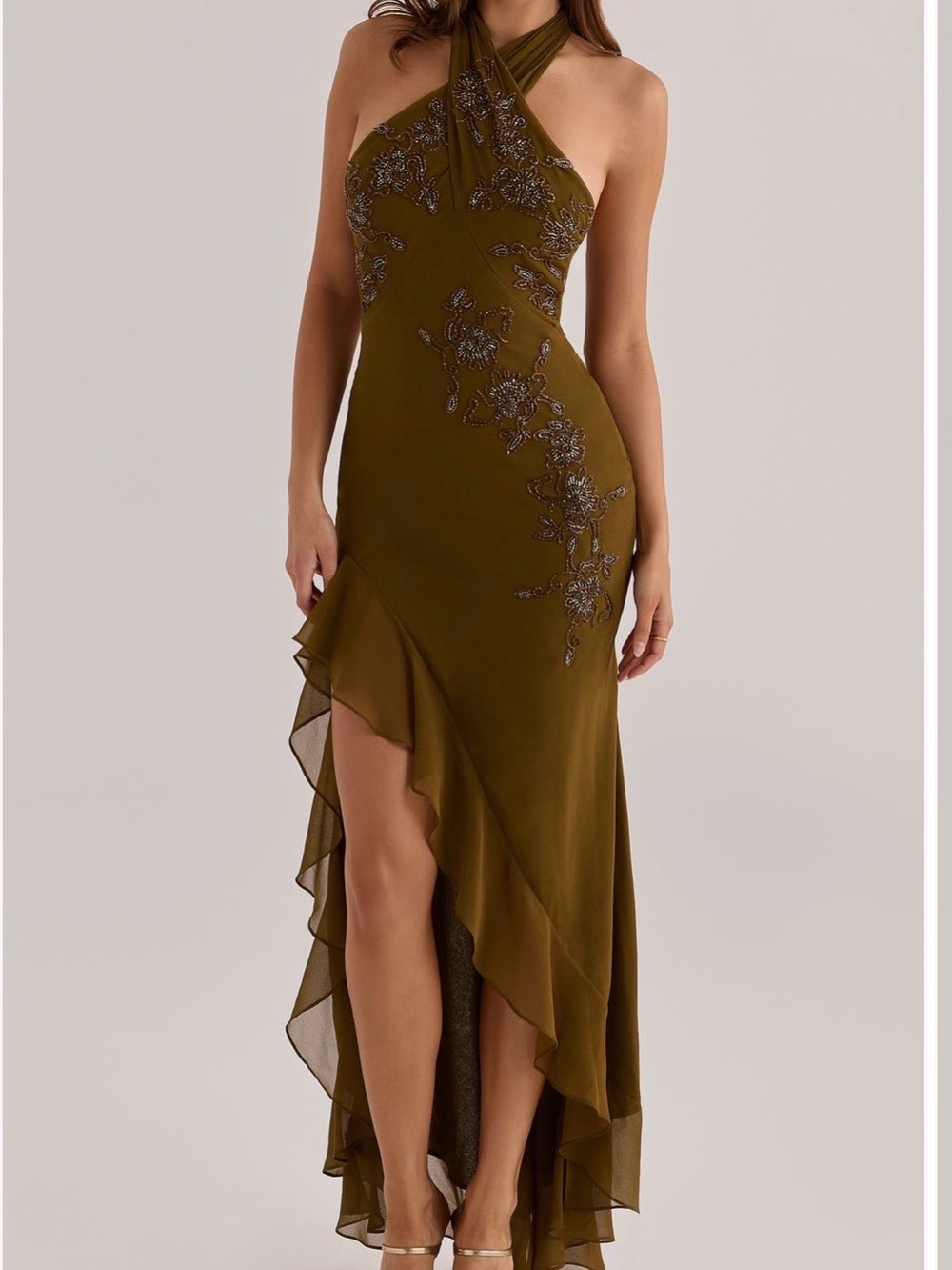 House of CB Raquel Georgette Halter Maxi Gown